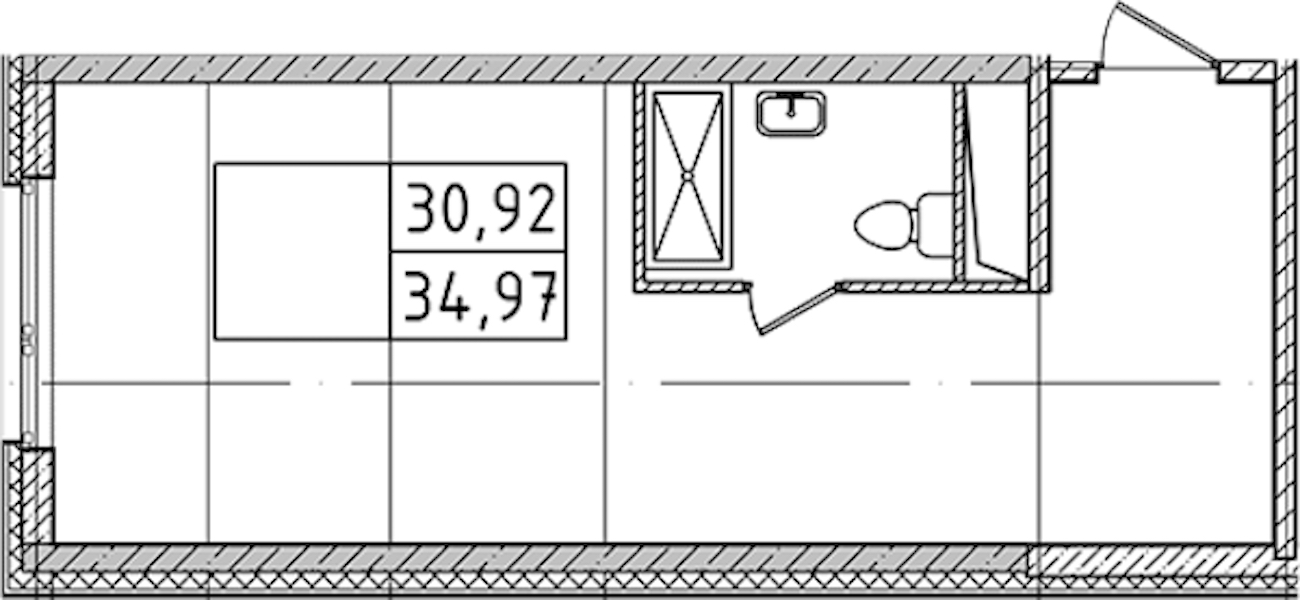Квартира студия 34.97 м², 6/14 эт., Комплекс апартаментов «Ladozhsky Avenir»